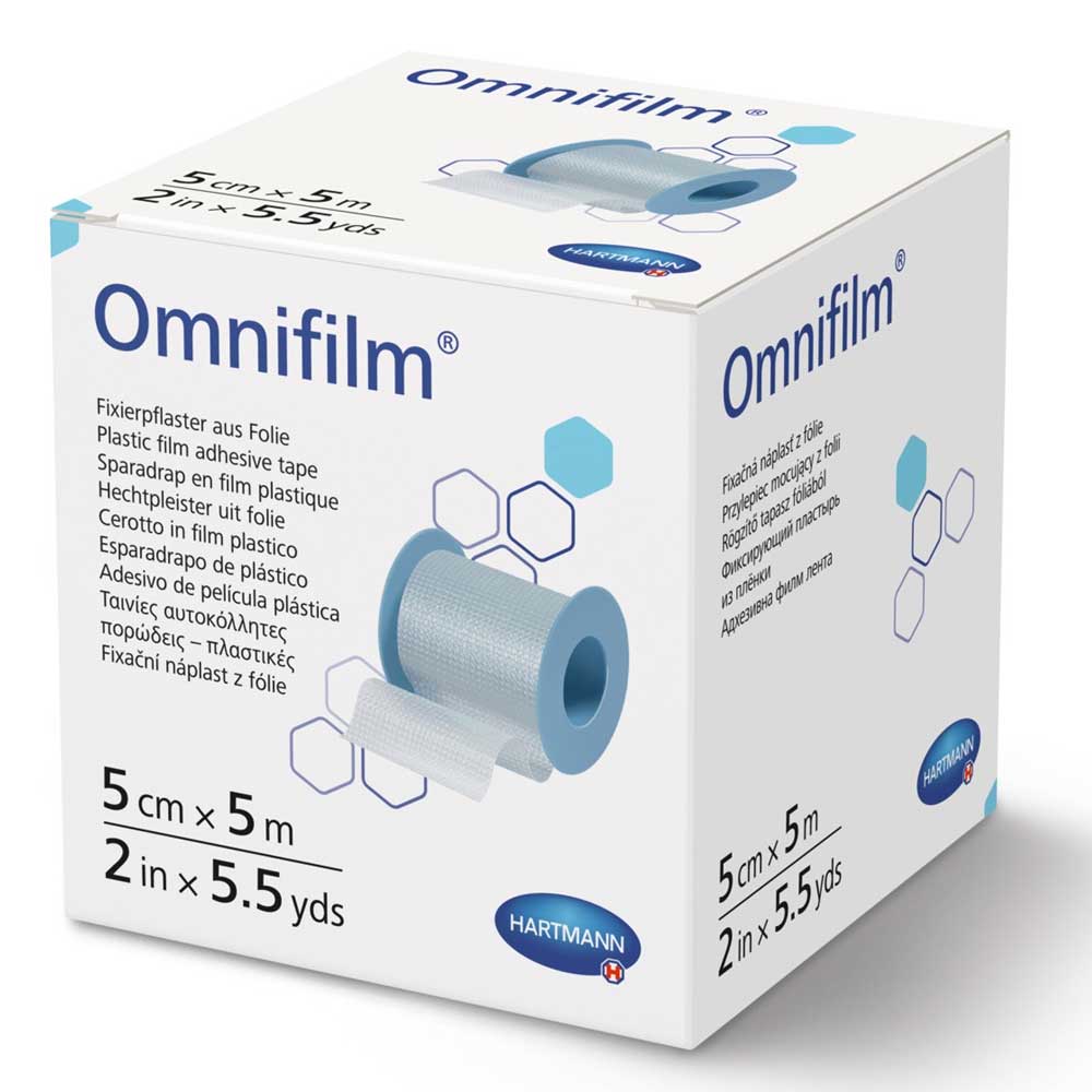 Plasture hipoalergen pe suport de folie transparenta poroasa Omnifilm, 5cm x 5m, Hartmann