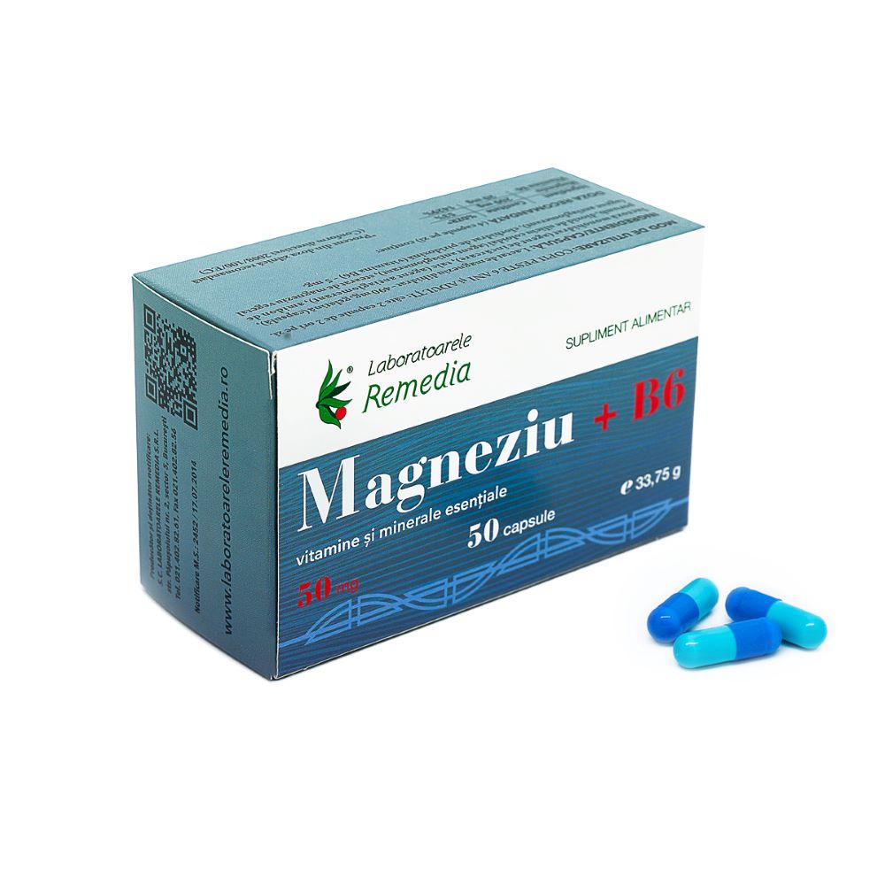 Magneziu + B6, 50 capsule, Laboratoarele Remedia