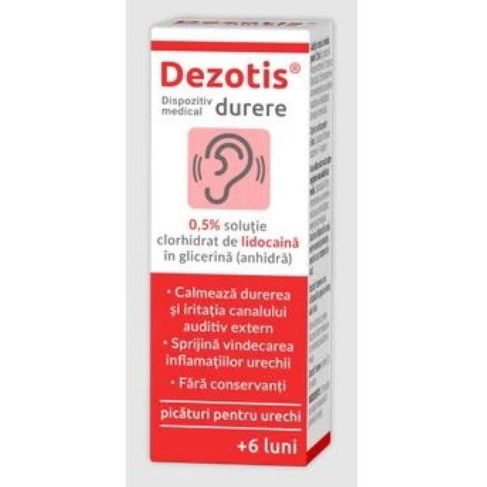 Picaturi pentru urechi cu lidocaina 0.5% Dezotis, 7g, Zdrovit
