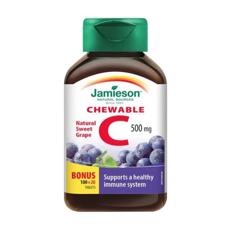 Vitamina C aroma de struguri 500 mg, 120 comprimate masticabile, Jamieson