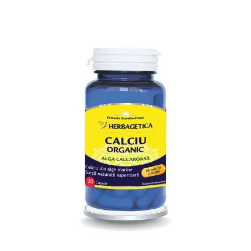 Calciu Organic cu alga calcaroasa, 30 capsule, Herbagetica