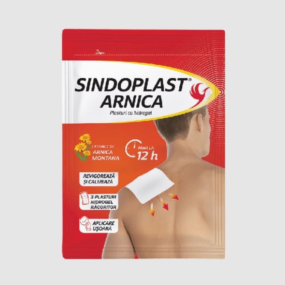 Plasturi cu hidrogel pentru ameliorarea durerii Sindoplast Arnica, 3 bucati, Fiterman Pharma