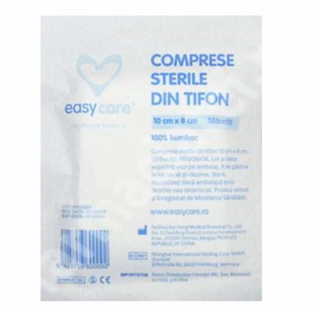 Comprese sterile din tipon taiate, 10 x 8cm, 50 bucati, EasyCare
