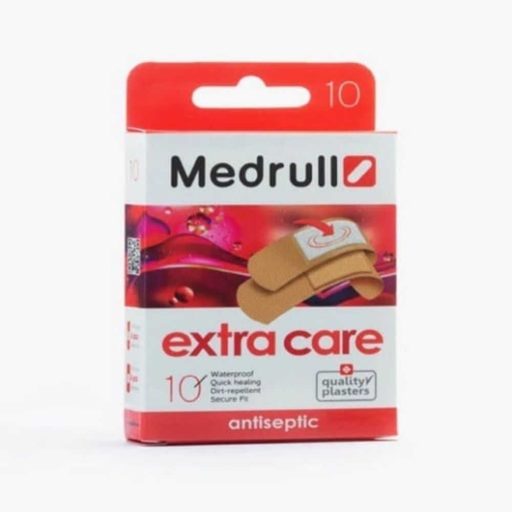 Plasturi Extra Care Antiseptic, 10 bucati, Medrull