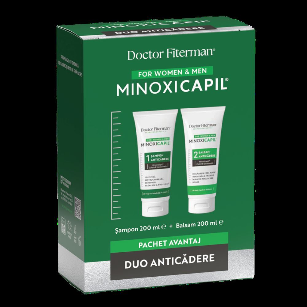 Pachet Sampon, 200 ml + Balsam, 200 ml Minoxicapil, Doctor Fiterman