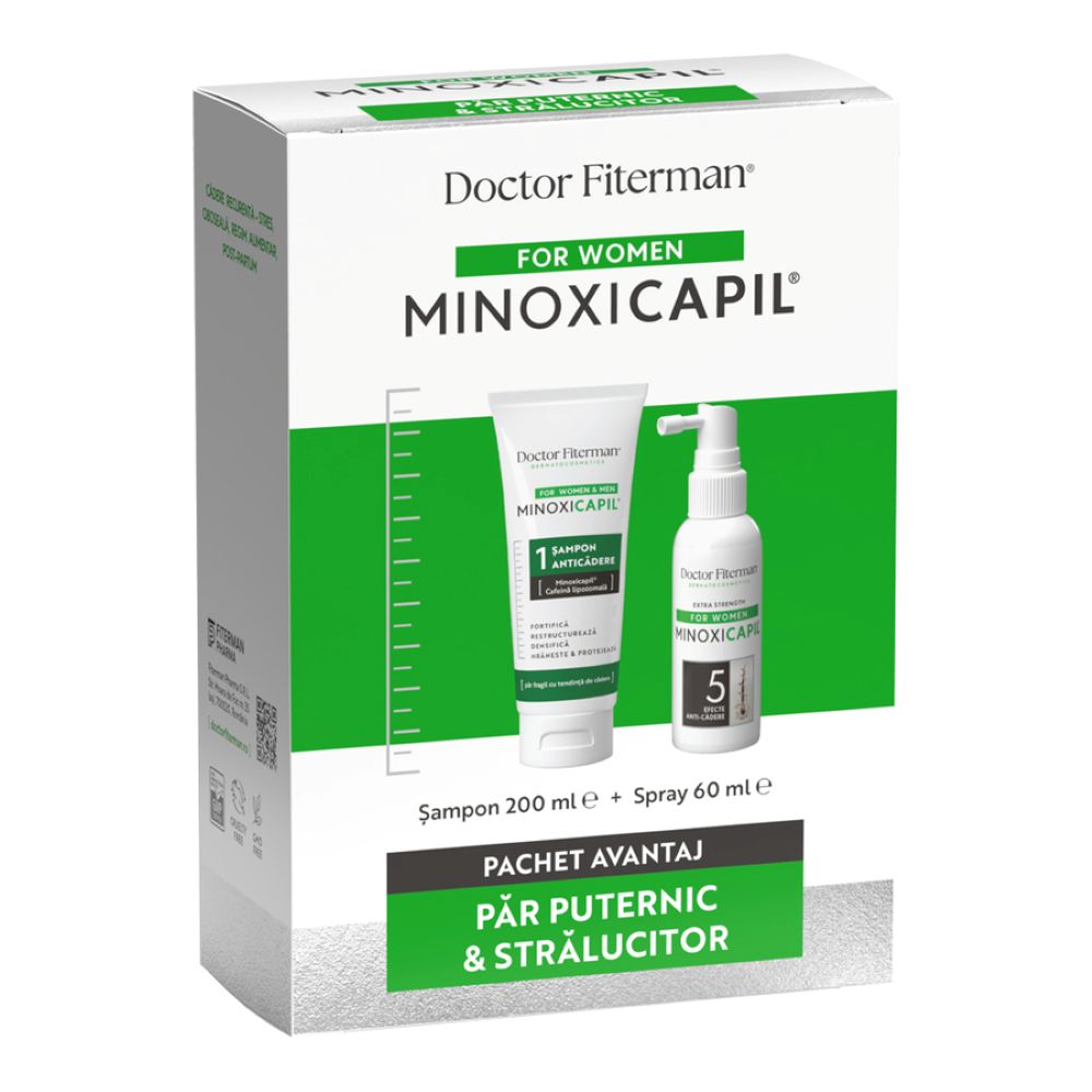 Pachet Sampon, 200 ml + Women Spray, 60 ml Minoxicapil, Doctor Fiterman