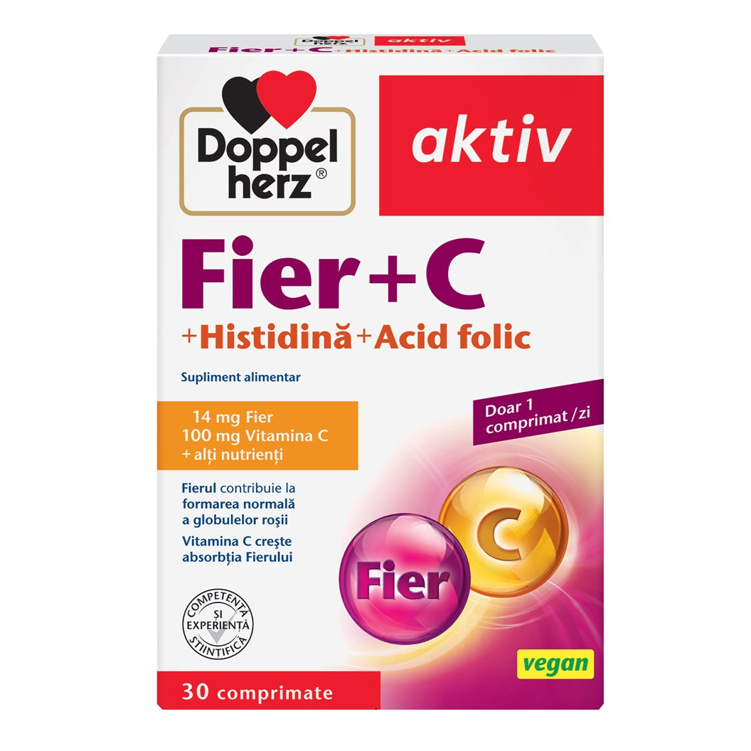 Fier + Vitamina C + Acid Folic + Histidina Aktiv, 30 comprimate, Doppelherz