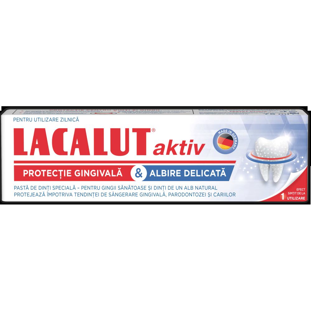 Pasta de dinti Lacalut Aktiv Protectie gingivala si Albire delicata, 75 ml, Theiss Naturwaren
