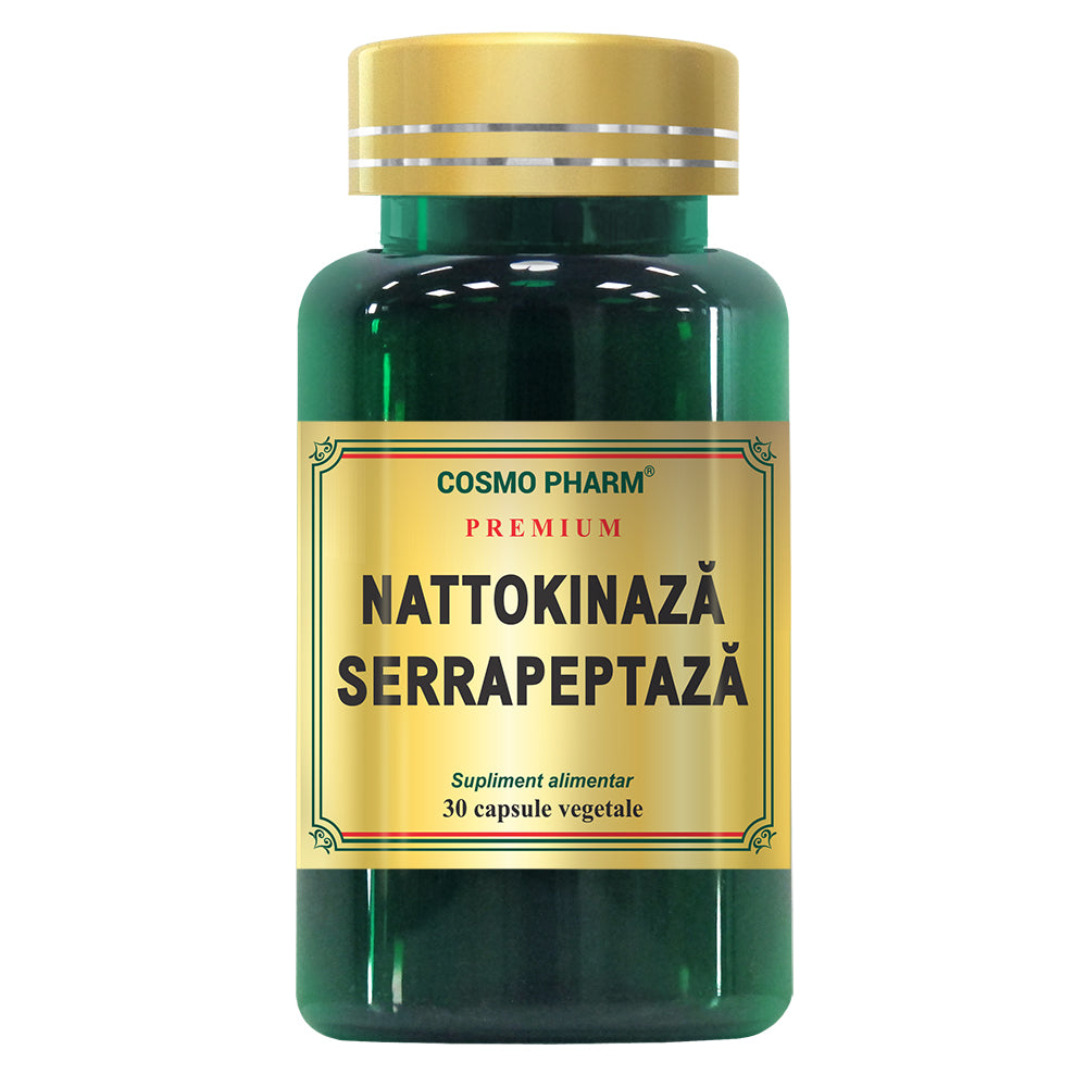 Premium Nattokinaza Serrapeptaza 30 capsule vegetale, Cosmopharm