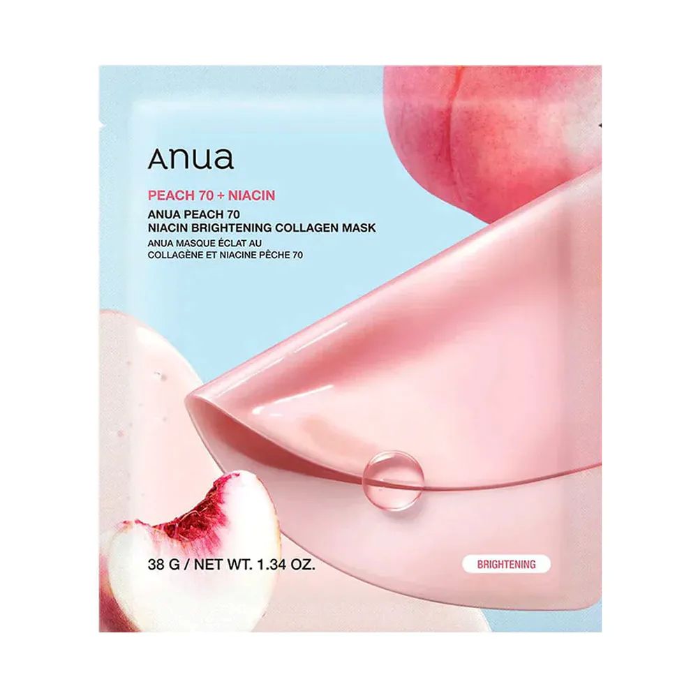 Masca hidrogel iluminatoare cu apa de piersica, niacinamida si colagen Peach 70+, 4 buc, Anua