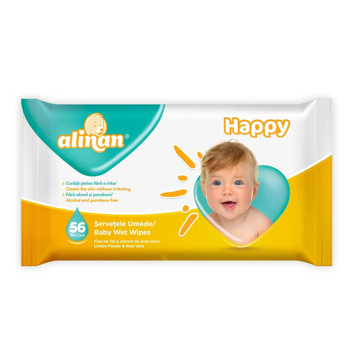 Servetele umede Alinan Happy, 56 bucati, Fiterman Pharma