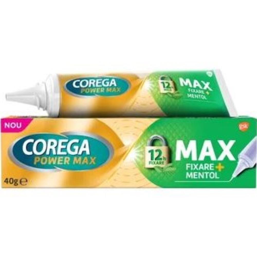 Crema adeziva pentru proteza dentara Power Max Fixare + Mentol, 40g, Corega