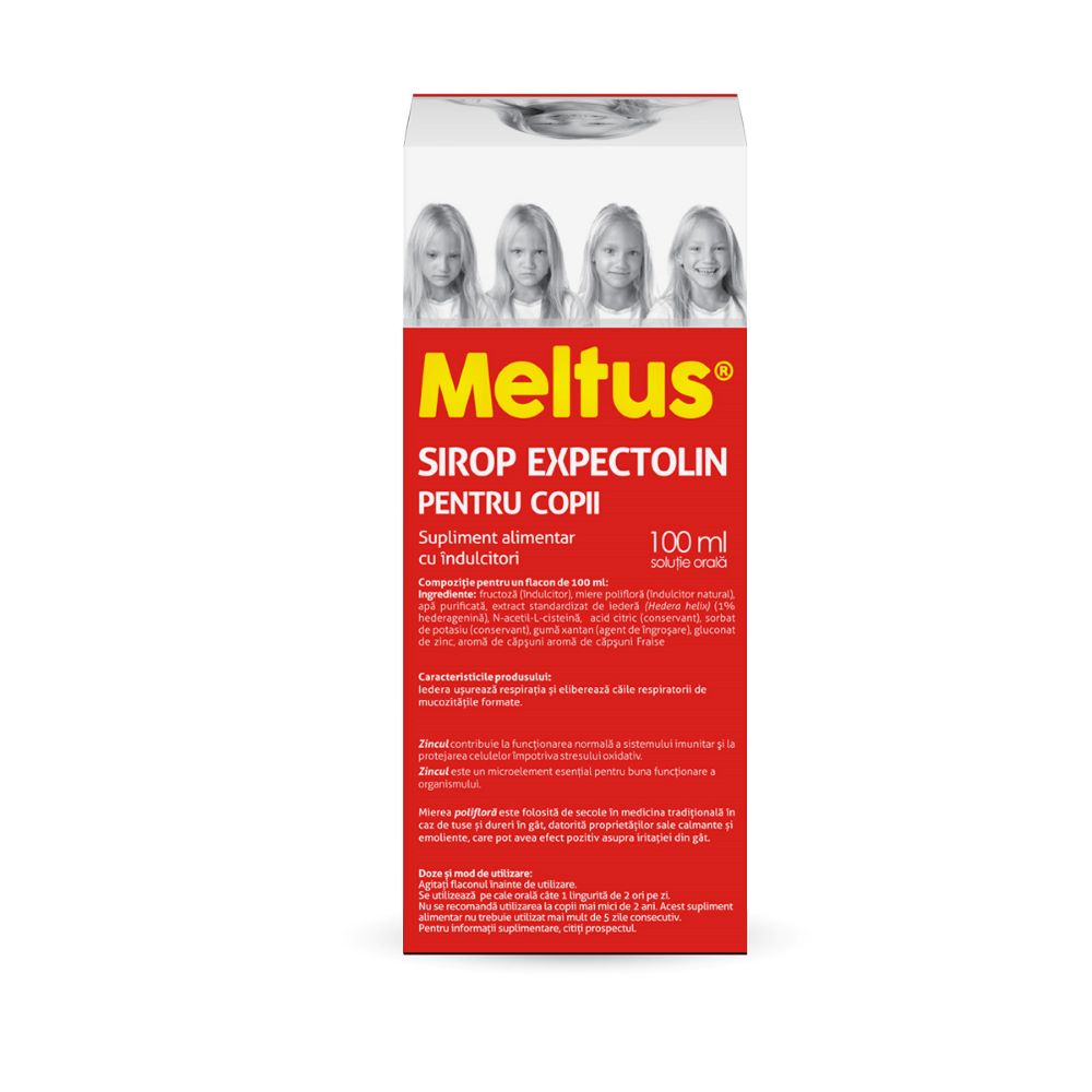 Sirop cu miere, iedera, zinc si acetilcisteina pentru copii Meltus Expectolin, 100 ml, Labormed