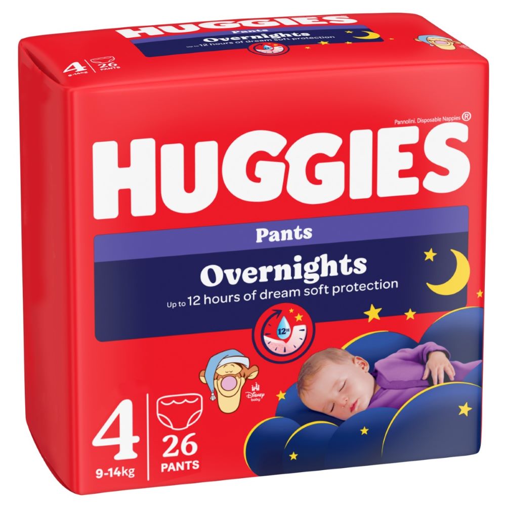 Scutece pentru bebelusi Pants Overnights, Marimea 4, 9-14kg, 26 bucati, Huggies