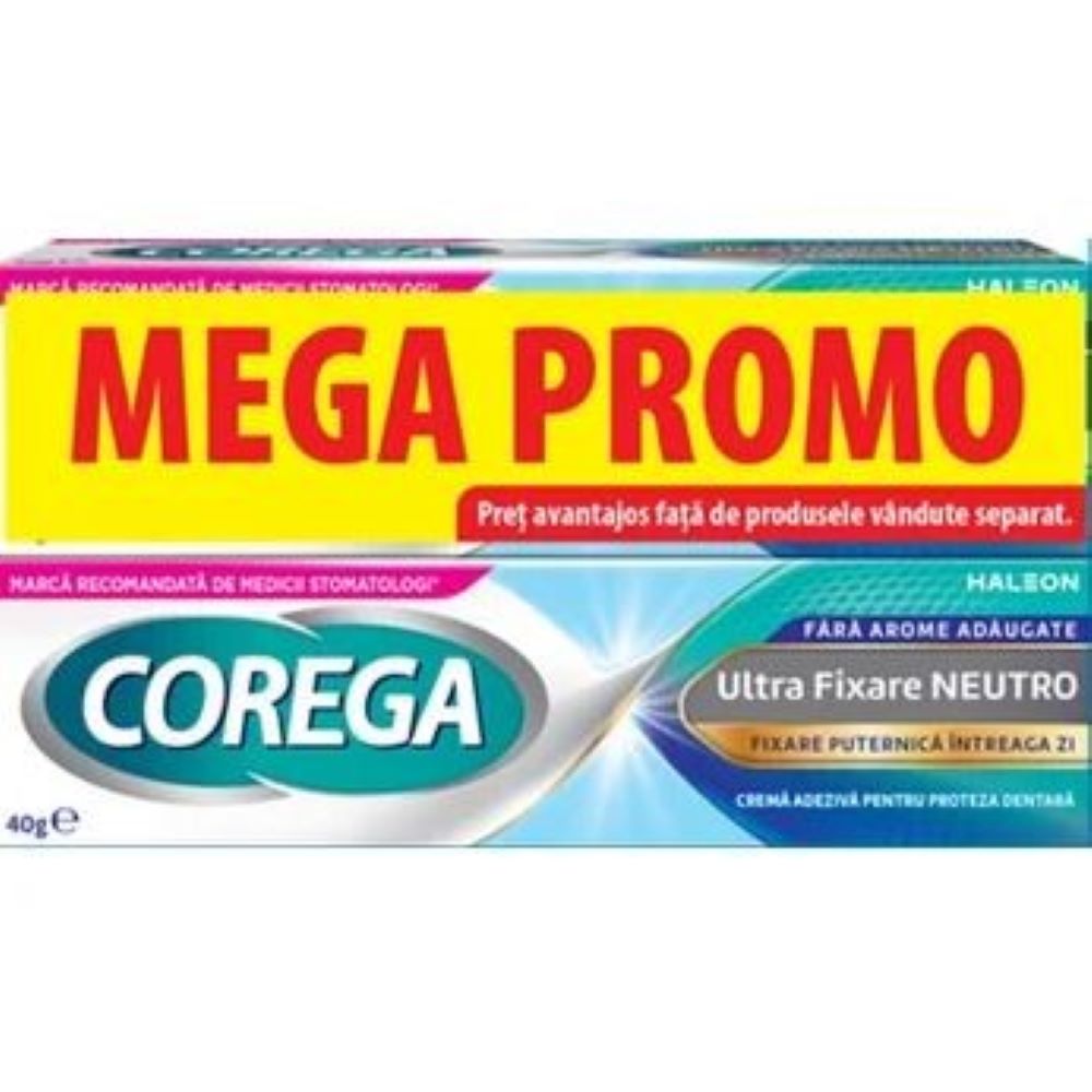 Pachet Crema adeziva pentru proteza Neutro + 75% reducere la al doilea produs, 2 x 40g, Corega