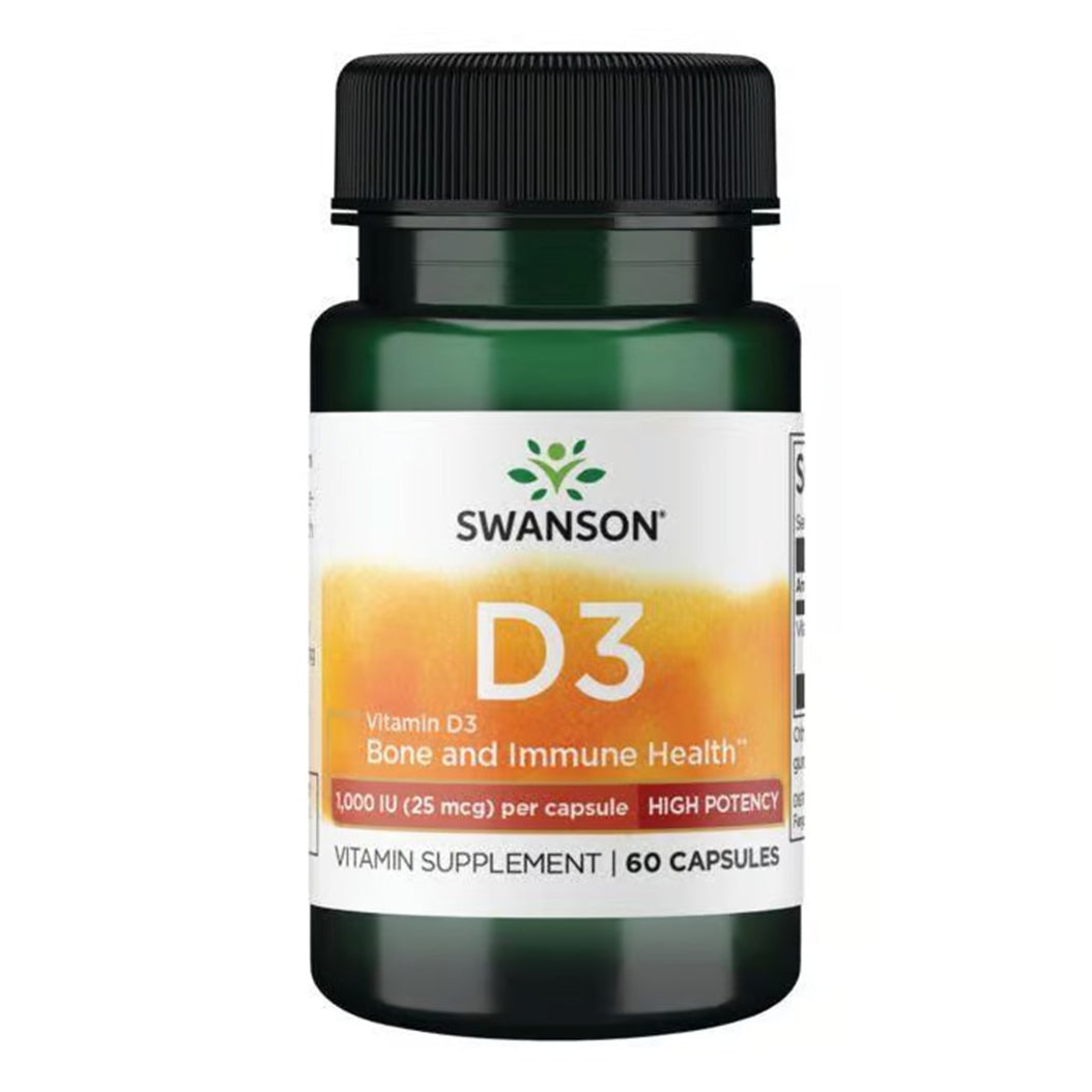 Vitamina D3, 1000 UI, 30 capsule, Swanson