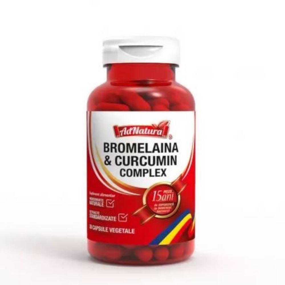 Bromelaina si Curcumin complex, 30 capsule, AdNatura