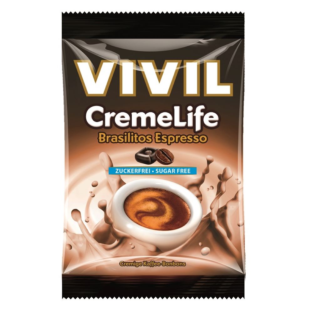 Bomboane fara zahar cu aroma de cafea Brasilitos Espresso Creme Life, 90g, Vivil