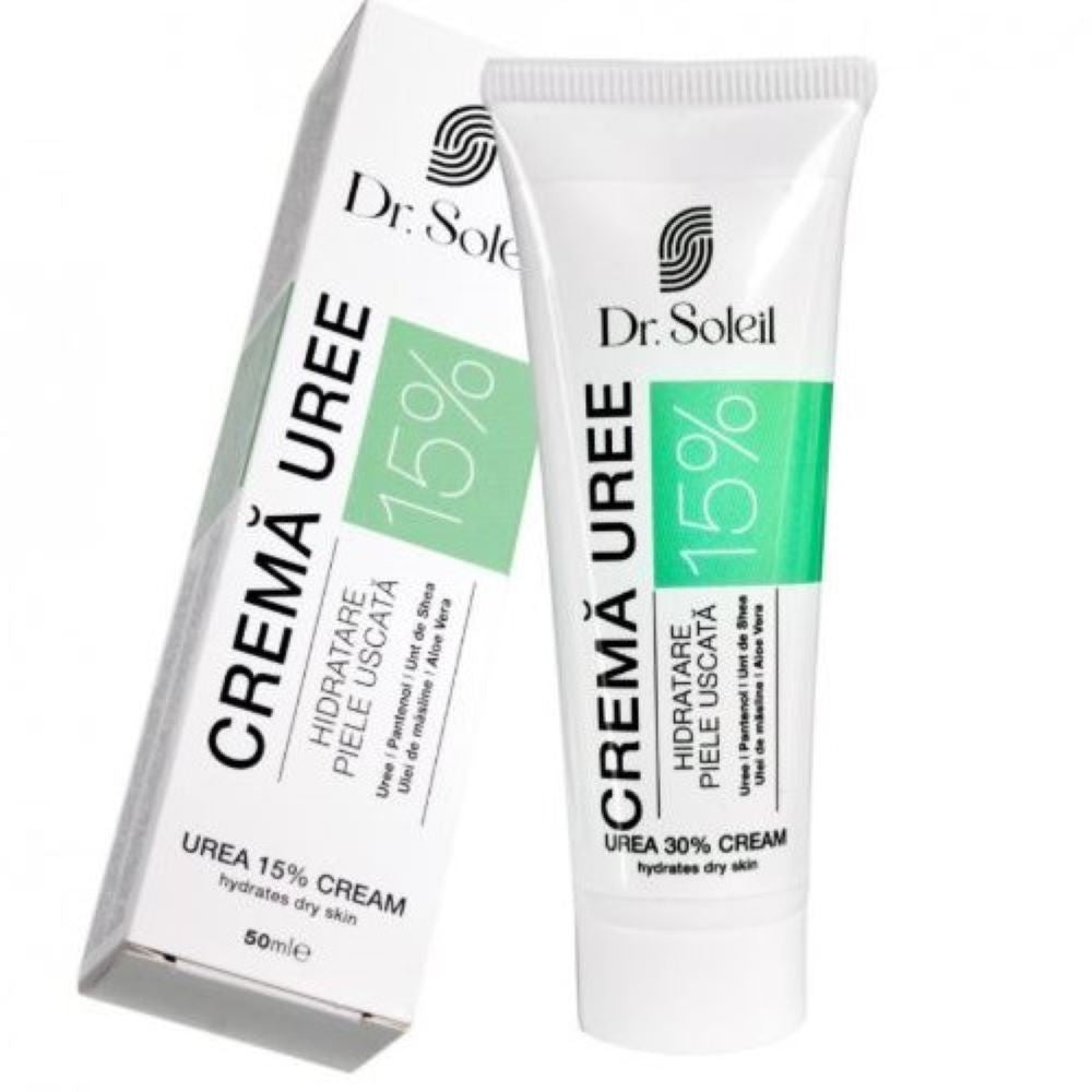 Crema uree 15% cu pantenol, unt de shea, ulei de masline si Aloe Vera, 50 ml, Dr. Soleil