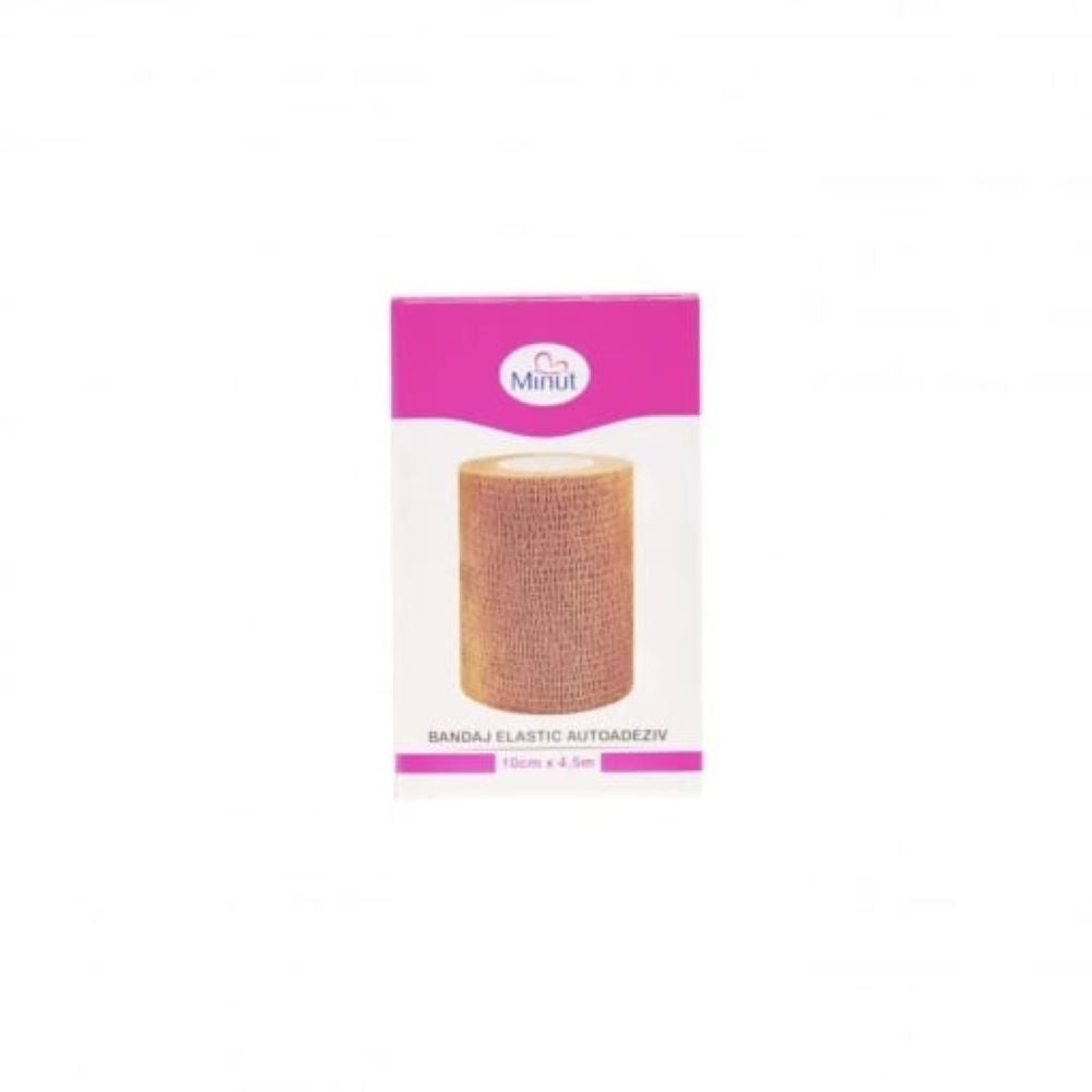 Bandaj elastic autoadeziv neutru, 10cm x 4,5m, Minut