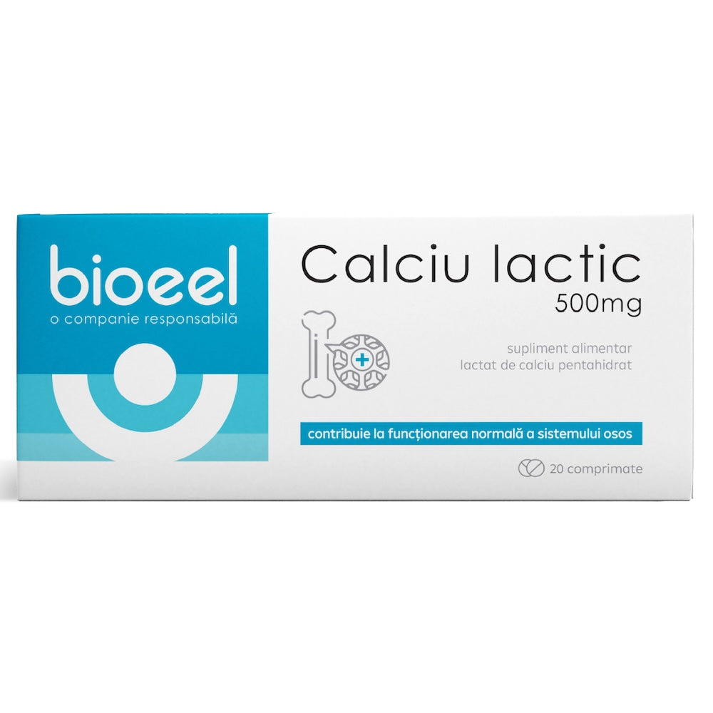 Calciu Lactic, 500 mg, 20 comprimate, Bioeel
