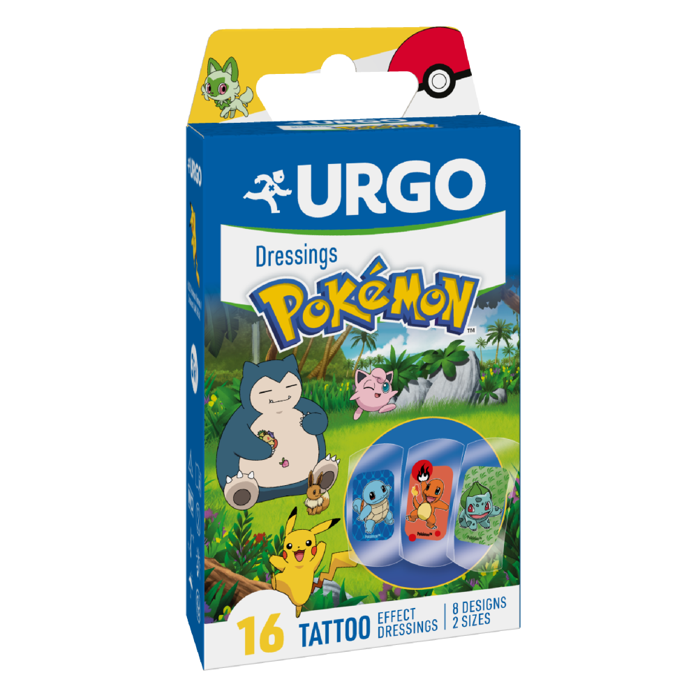 Plasturi pentru copii Pokemon Tattoo, 16 bucati, Urgo