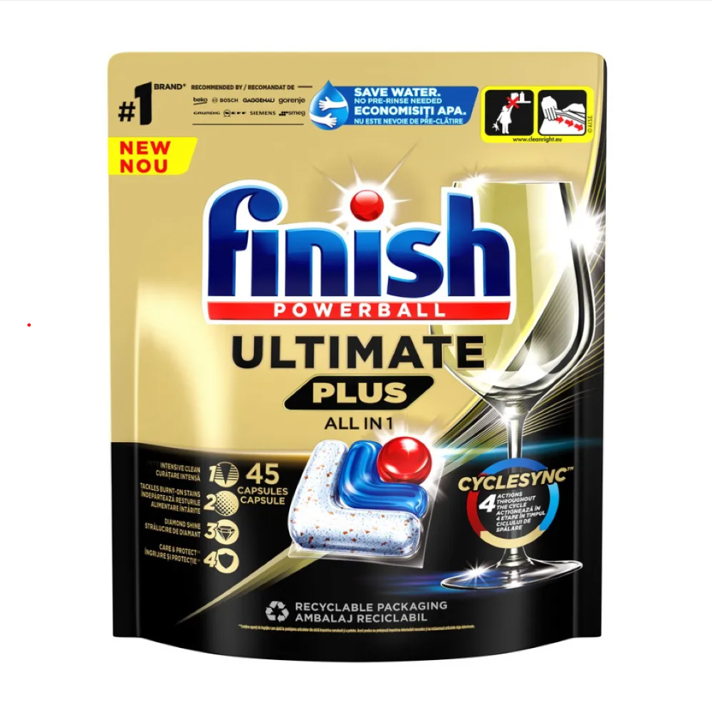 Capsule pentru masina de spalat vase Ultimate Plus Fresh, 45 bucati, Finish
