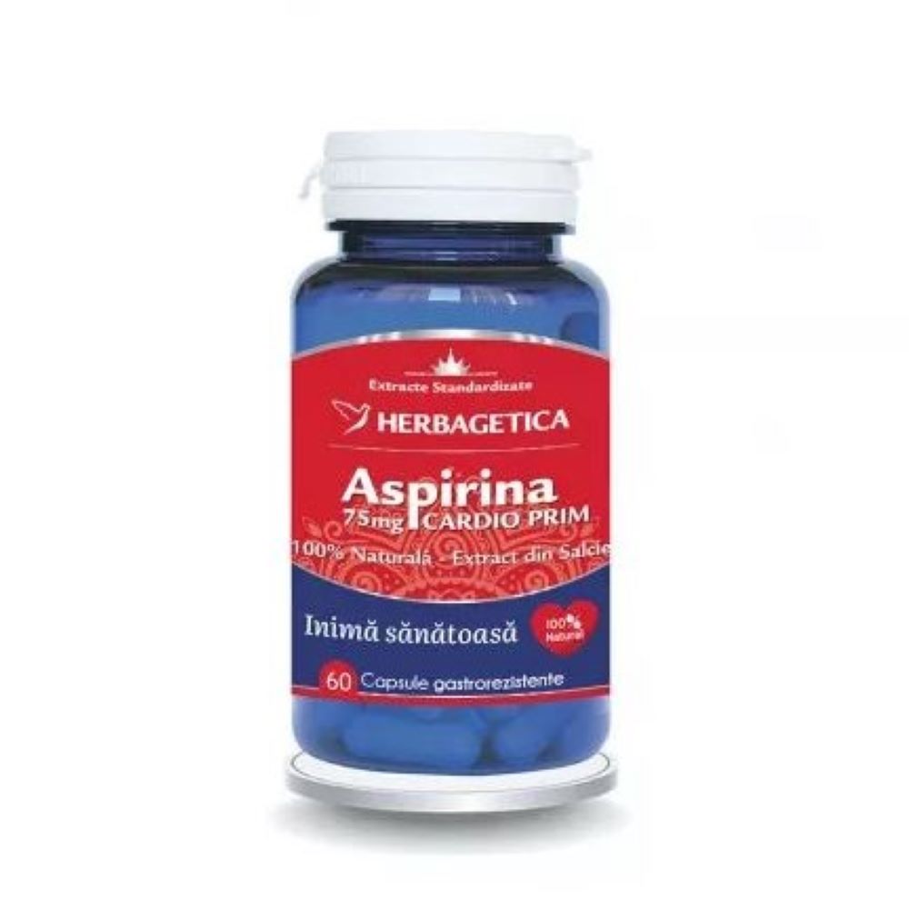 Aspirina naturala Cardio Prim, 60 capsule, Herbagetica