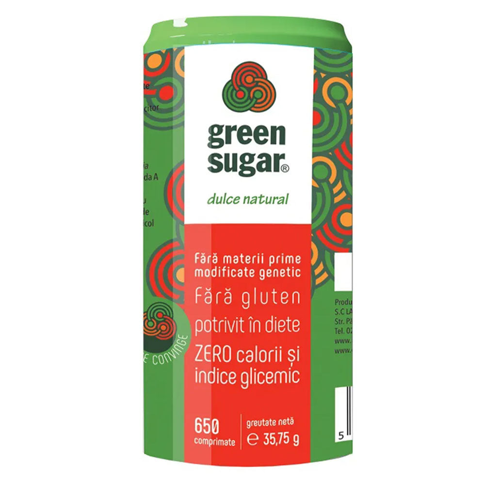 Indulcitor natural din extract de stevie Green Sugar, 650 comprimate, Laboratoarele Remedia