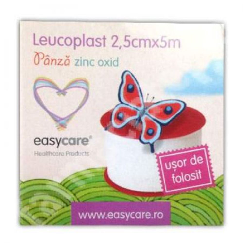 Leucoplast din matase, 2.5cm x 5m, 1 bucata, EasyCare