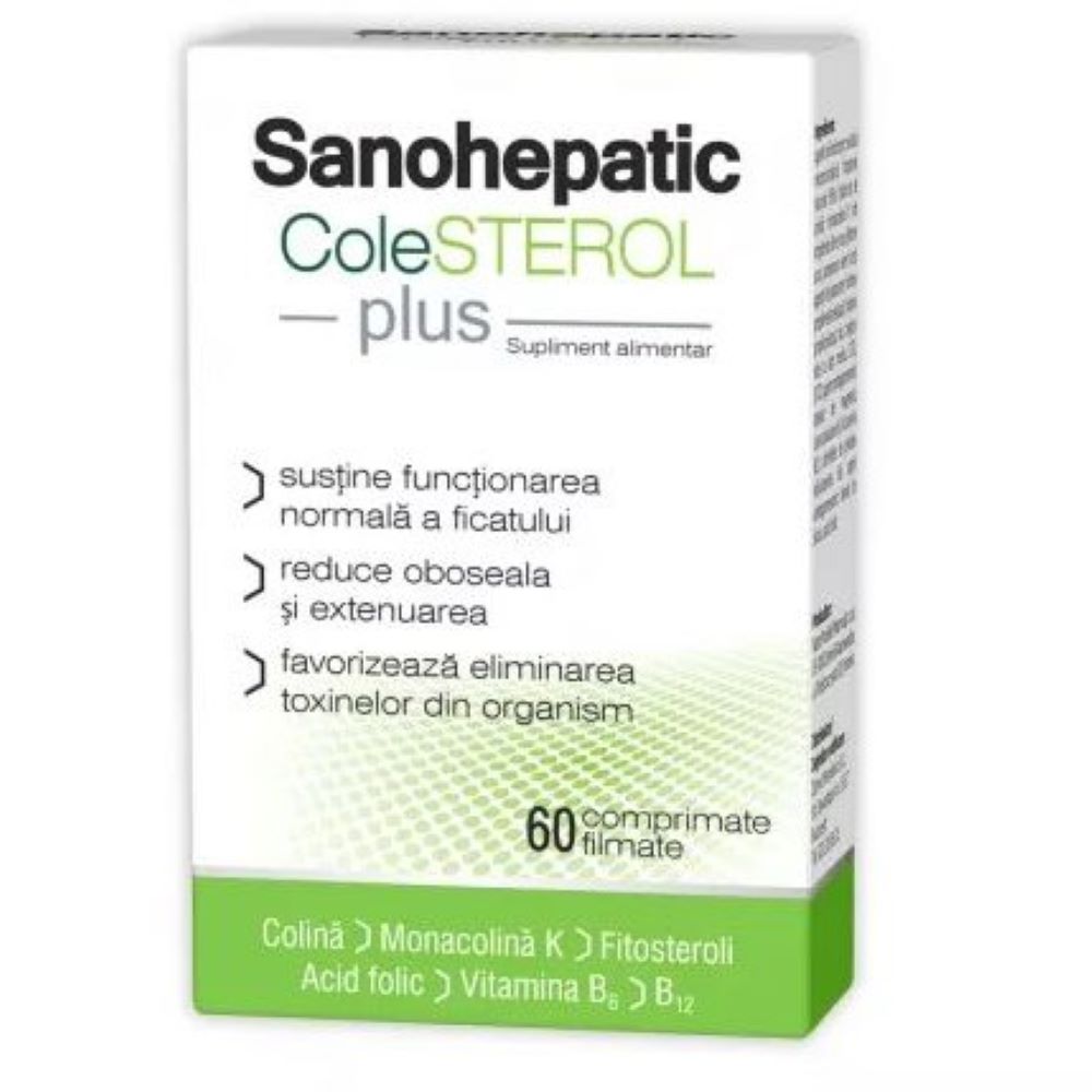 Sanohepatic Colesterol Plus, 60 comprimate filmate, Zdrovit