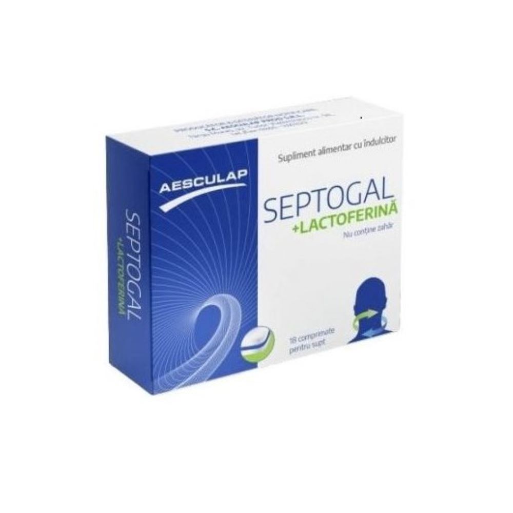 Septogal + lactoferina, 18 comprimate de supt, Aesculap