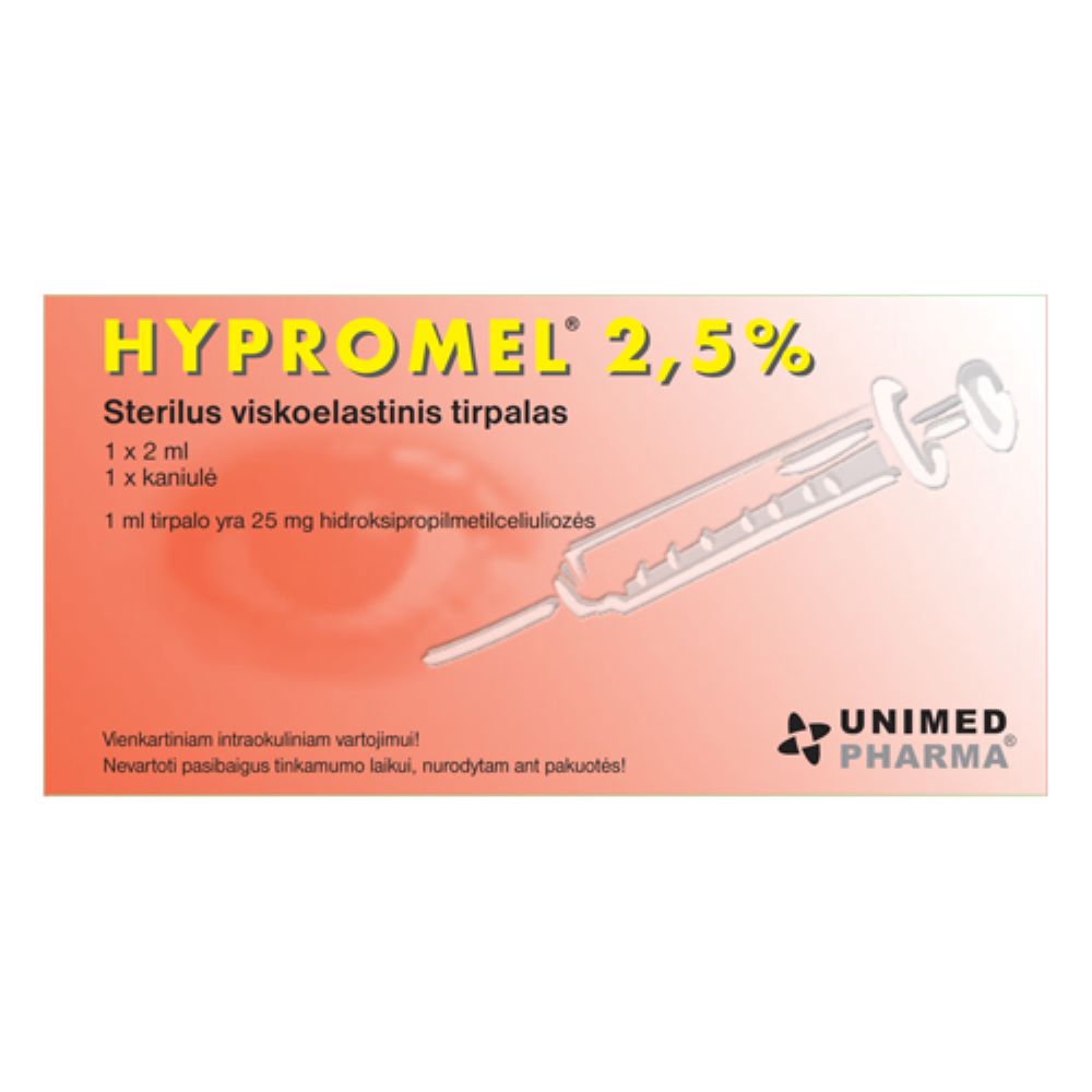 Hypromel solutie 2.5%, 1 seringa x 2ml, Unimed Pharma