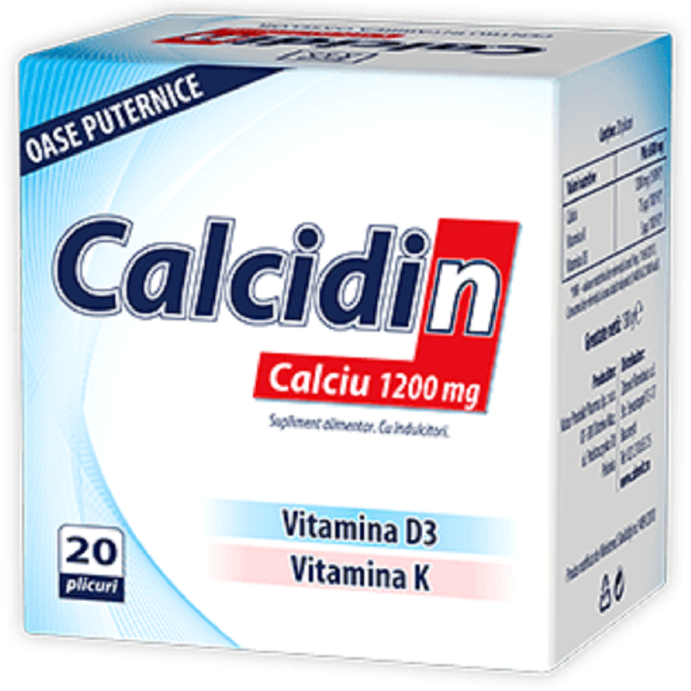 Calcidin Calciu, 1200 mg, 20 plicuri, Zdrovit