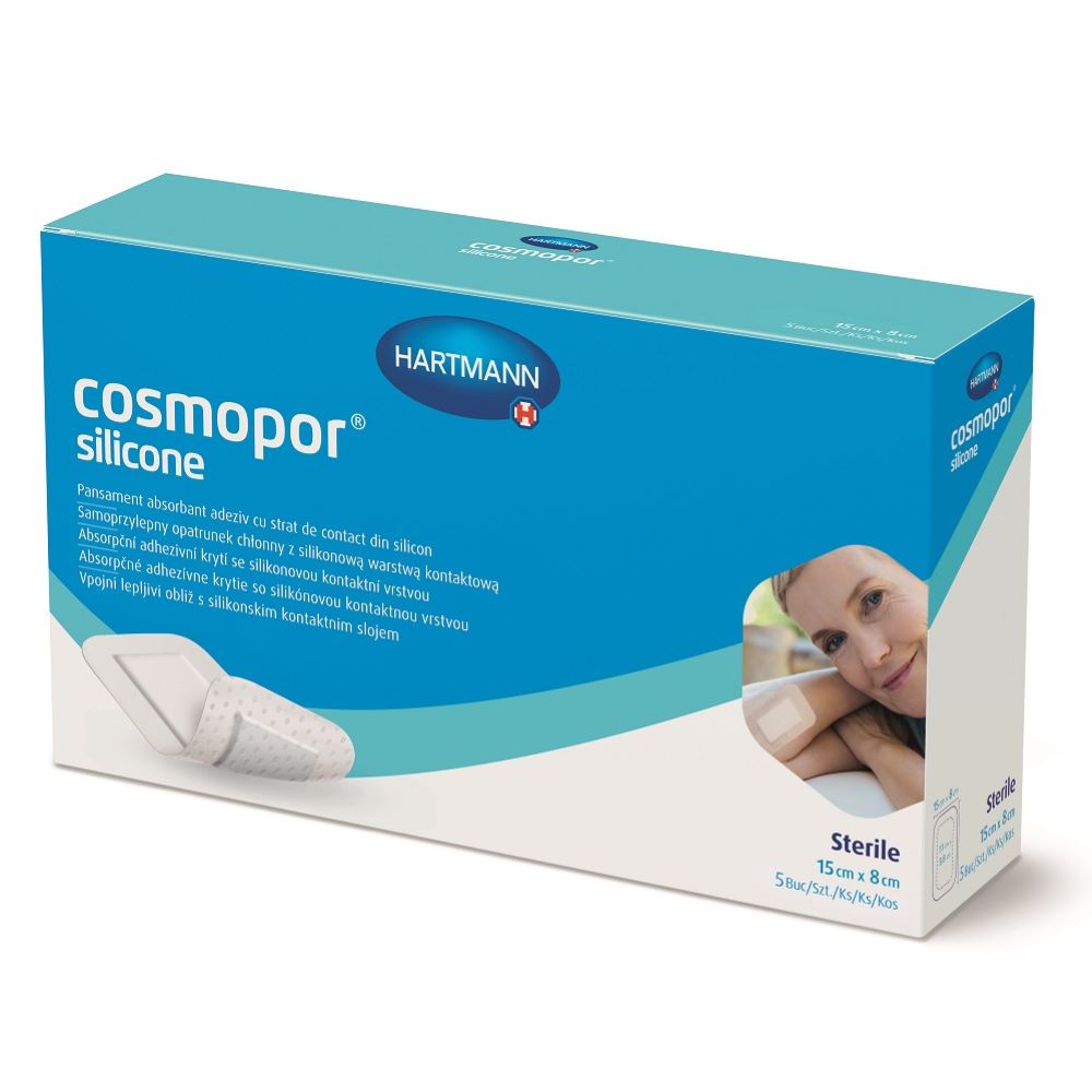 Plasturi autoadezivi Cosmopor Silicone, 15 x 8cm, 5 bucati, Hartmann