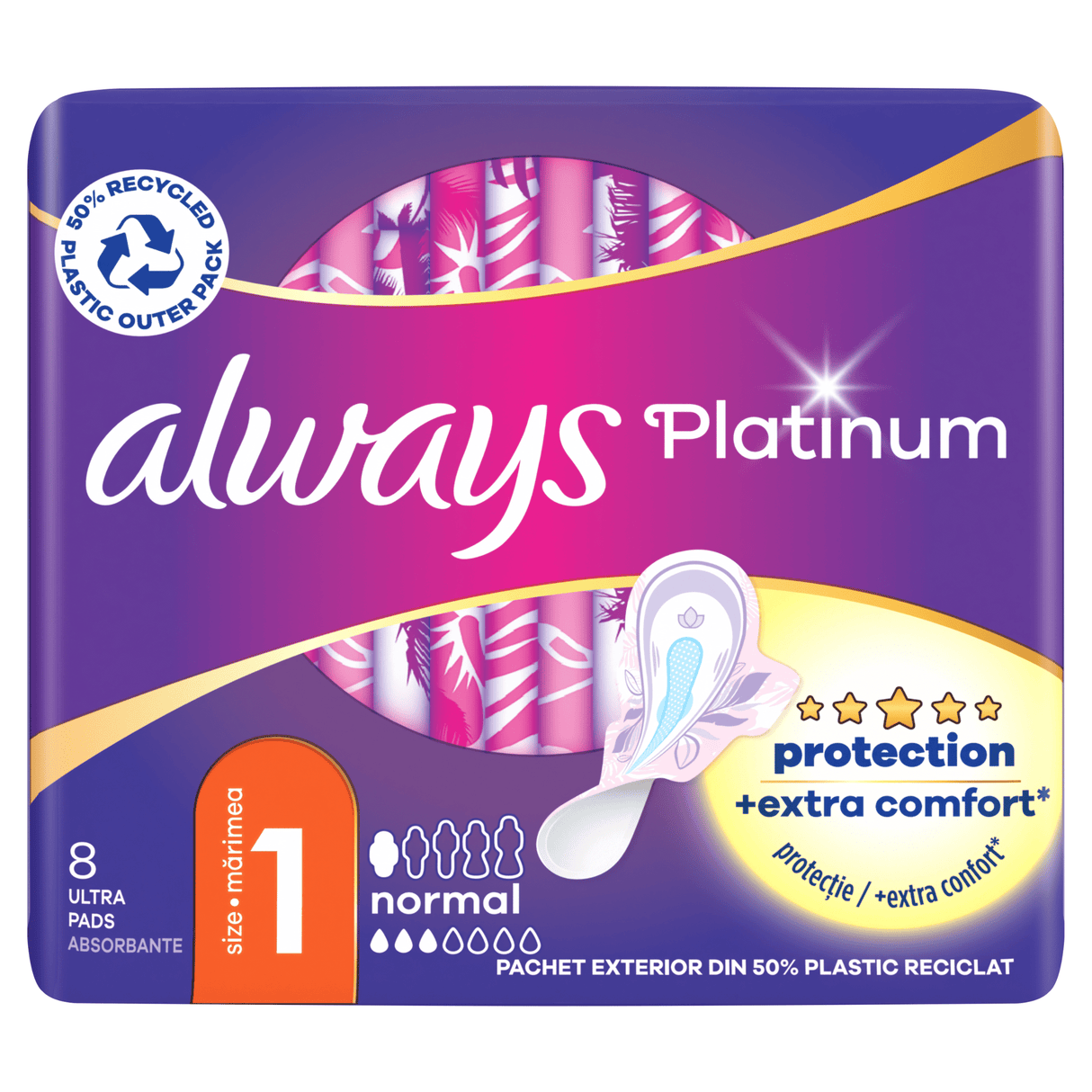 Absorbante Platinum Normal Marimea 1, 8 bucati, Always