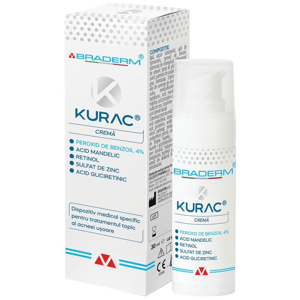 Crema pentru tratamentul acneei, Kurac, 30ml, Braderm