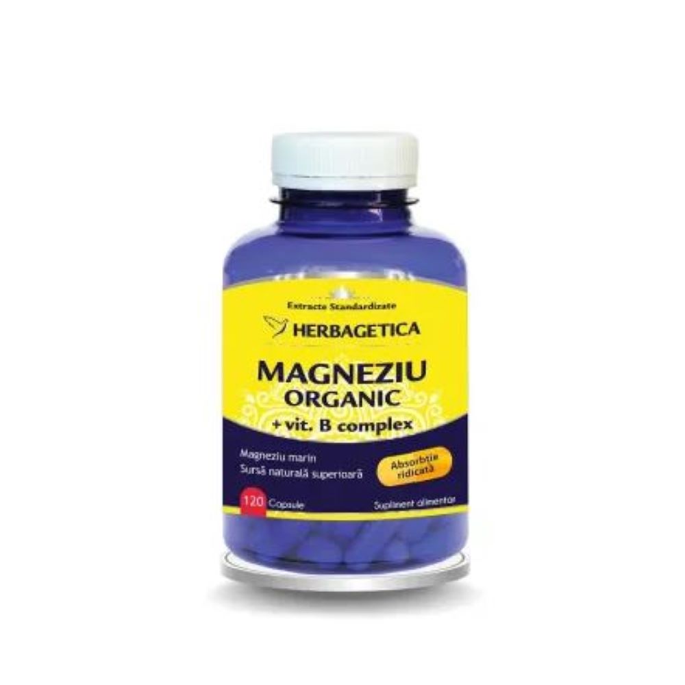 Magneziu Organic cu Vitamina B complex, 120 capsule, Herbagetica