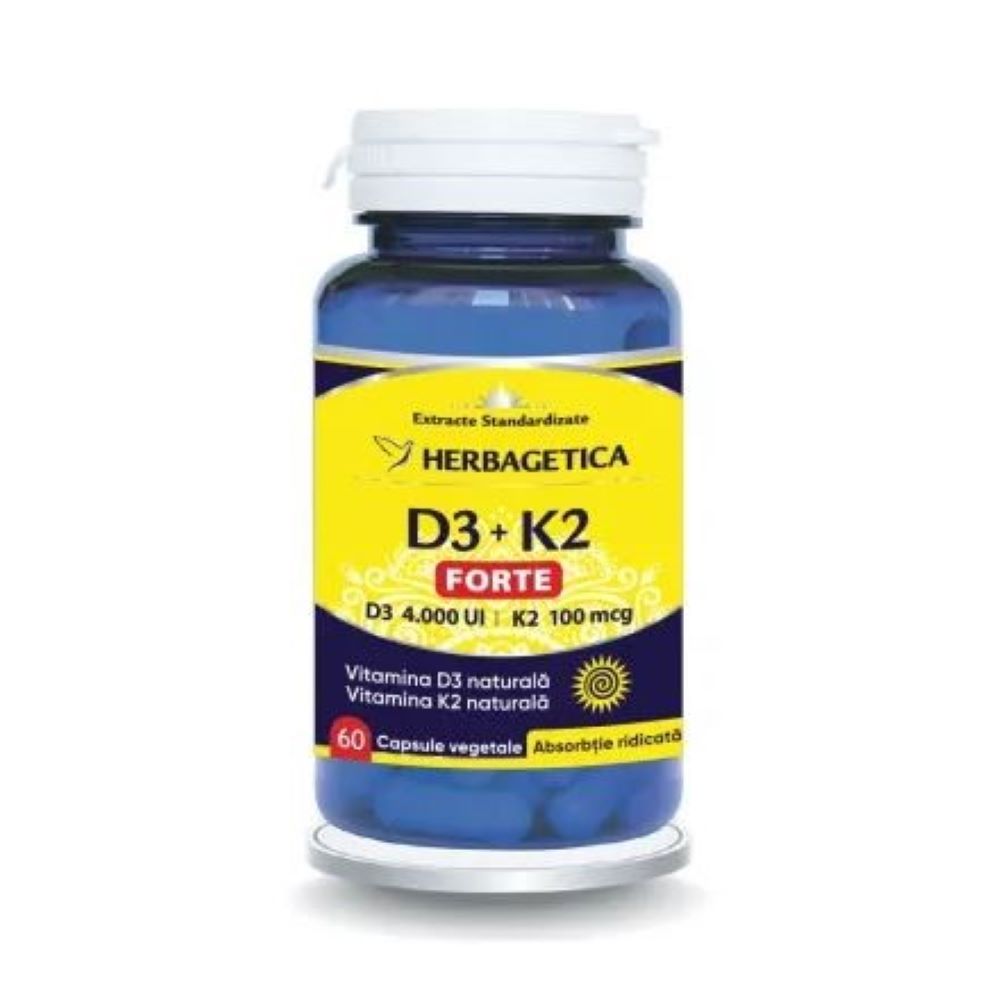 Vitamina D3+K2 Forte, 60 capsule, Herbagetica