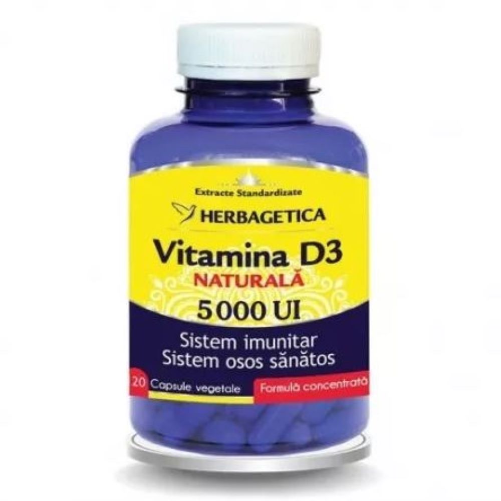 Vitamina D3 naturala, 5000 UI, 120 capsule, Herbagetica