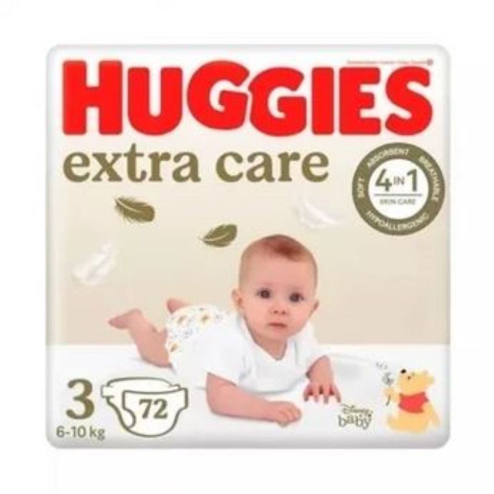 Scutece pentru bebelusi Extra Care, Marimea 3, 6-10kg, 72 bucati, Huggies