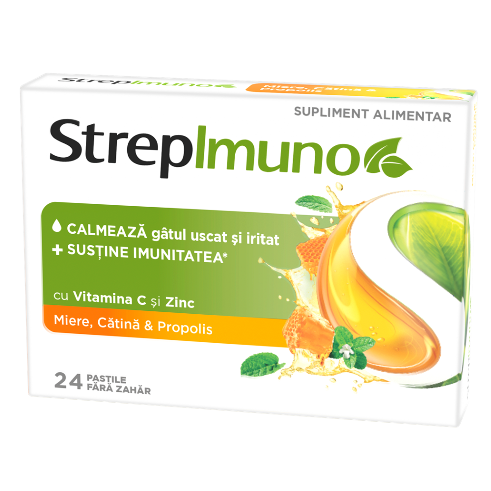 Strepimuno cu miere, catina si propolis, 24 pastile de supt, Reckitt Benckiser