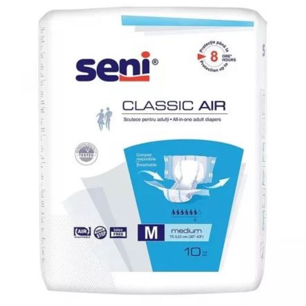 Scutece adulti Classic Air, Medium, 10 bucati, Seni