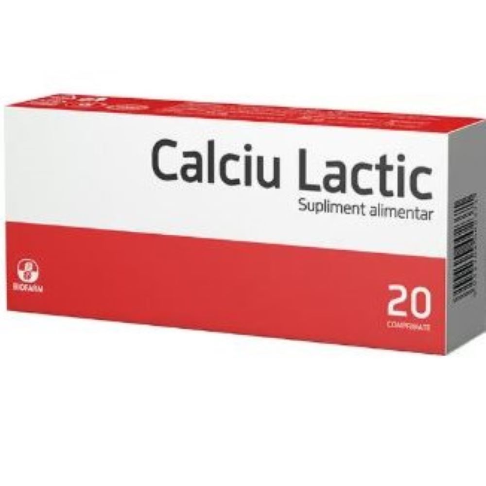 Calciu Lactic, 20 comprimate, Biofarm