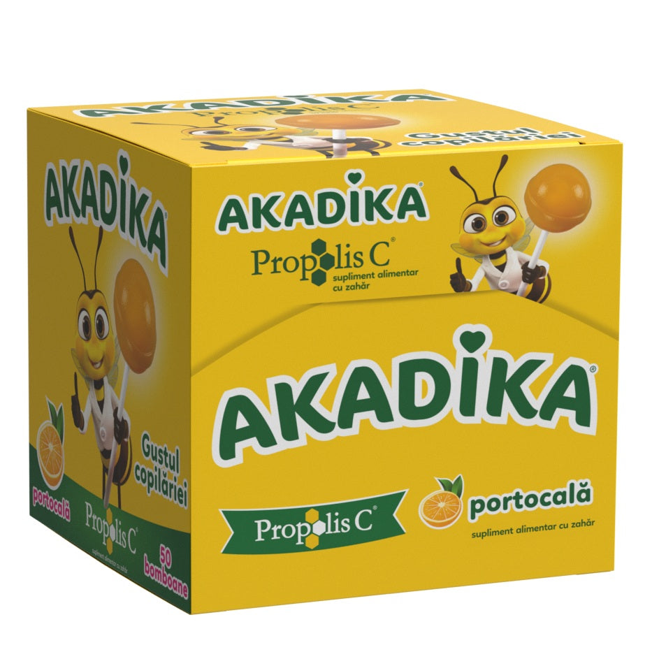 Acadele cu propolis C si portocala Akadika, 50 bomboane, Fiterman Pharma
