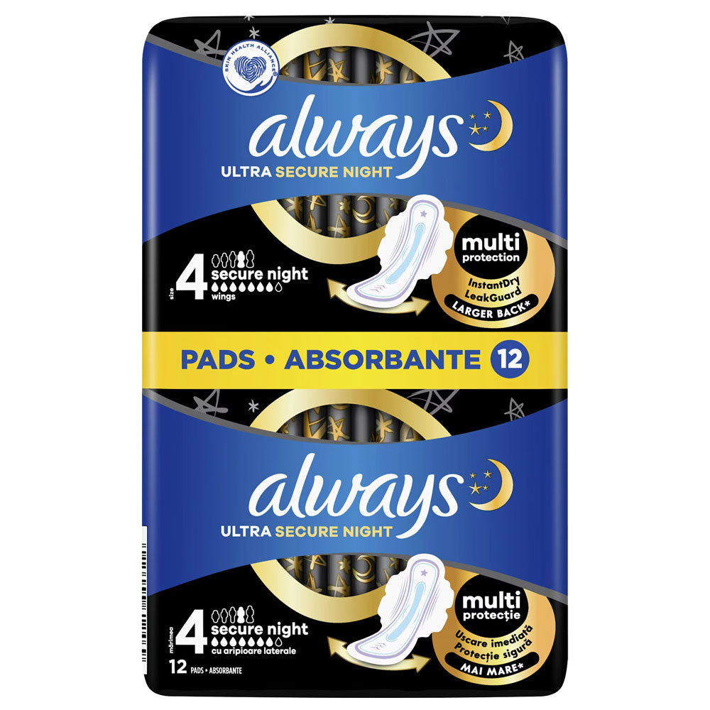 Absorbante Always Ultra Duo Pack Secure Night, Marimea 4, 12 bucati
