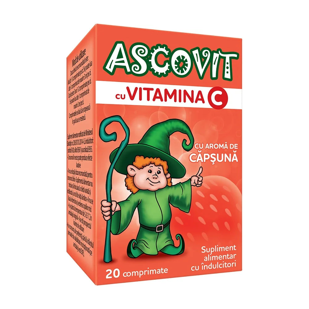 Ascovit cu aroma de capsuni 100mg, 20 comprimate, Omega Pharma