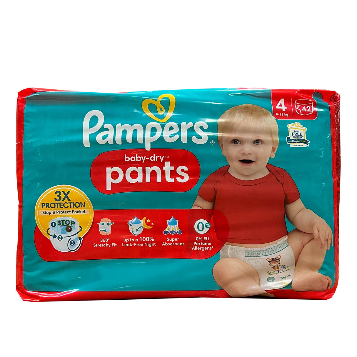 Scutece pentru bebelusi Baby Dry Pants, Marimea 4, 9-15kg, 42 Bucati, Pampers