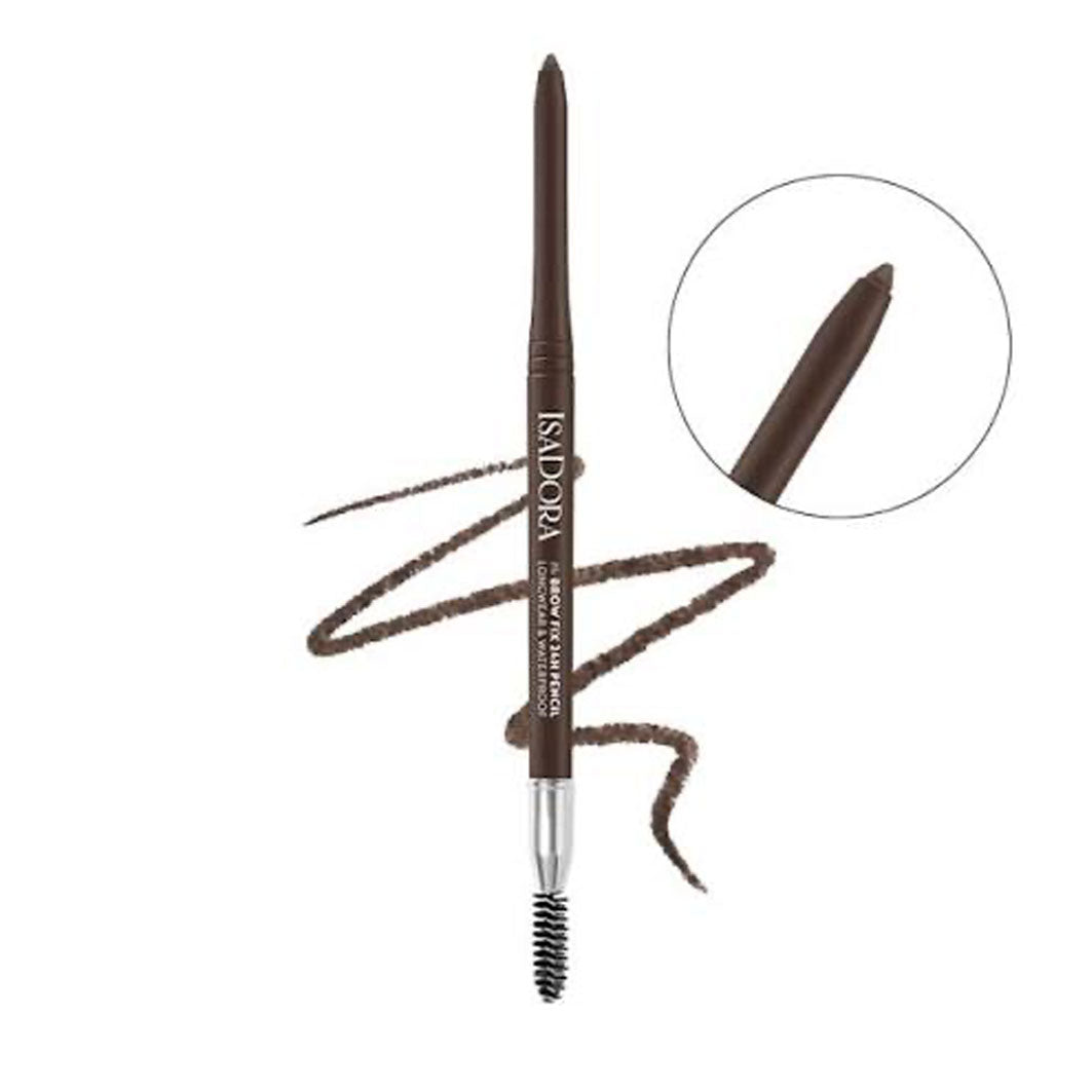Creion pentru sprancene Brow Fix 24H Pencil, 02 Dark Brown, 0.32 g, IsaDora