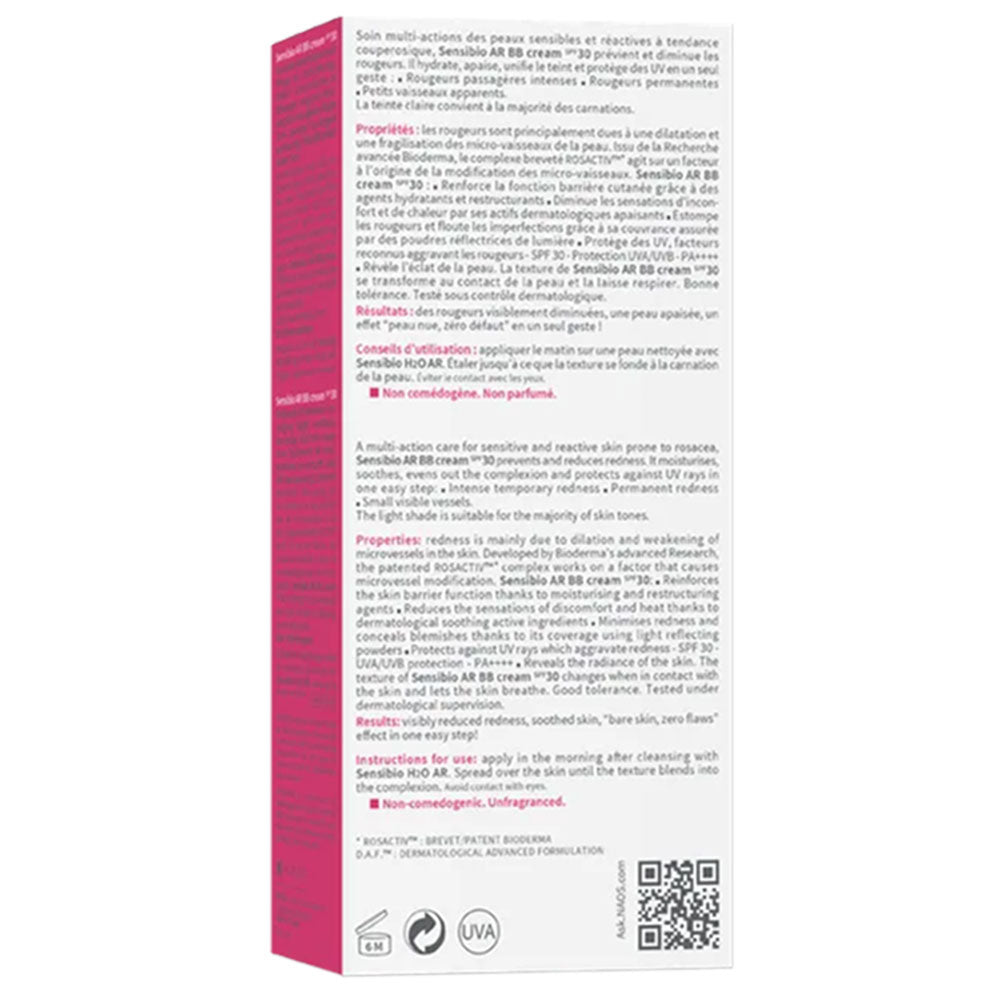 Crema SPF 30 Sensibio AR BB Cream, 40ml, Bioderma